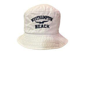 Sportsman Westhampton Beach Bucket Hat White Blue Cotton Unisex OSFM